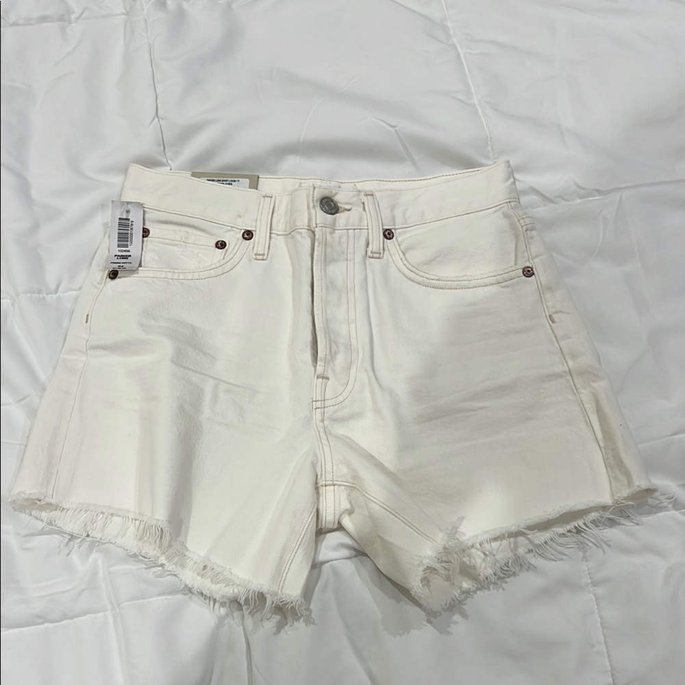 Agolde off-White Jean Shorts Distressed Cut-Off Style